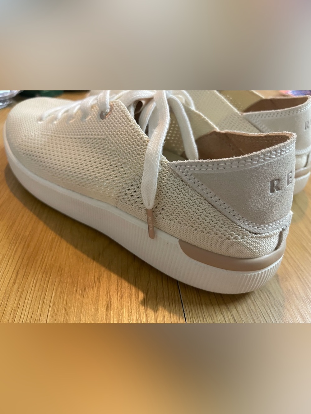 Reef Women’s Cream Knit Lace-Up Sneakers - Picture 6 of 11